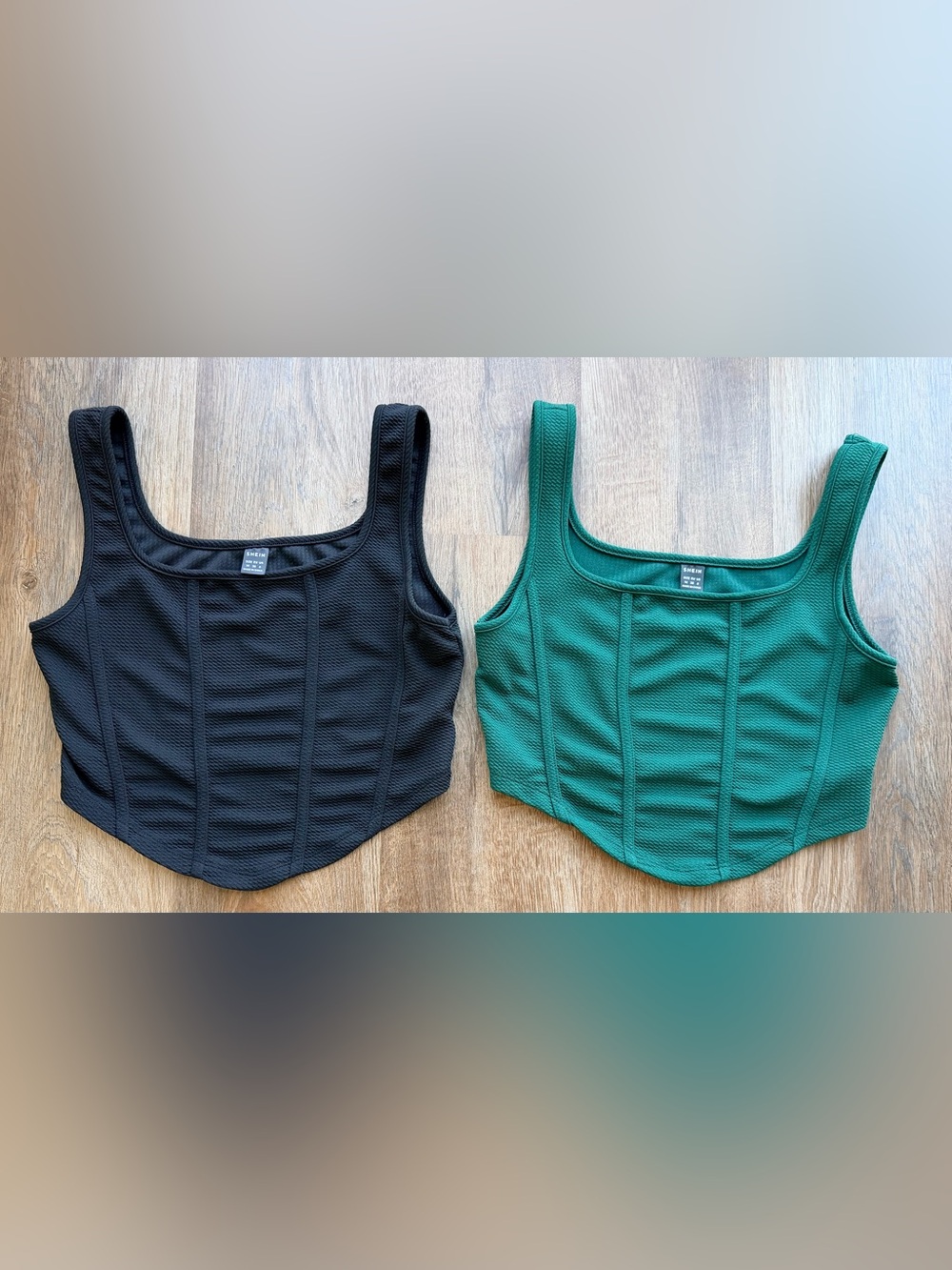 SHEIN | Corset Tank Bundle | Textured Crop Tops | Black Green | Y2K Coquette